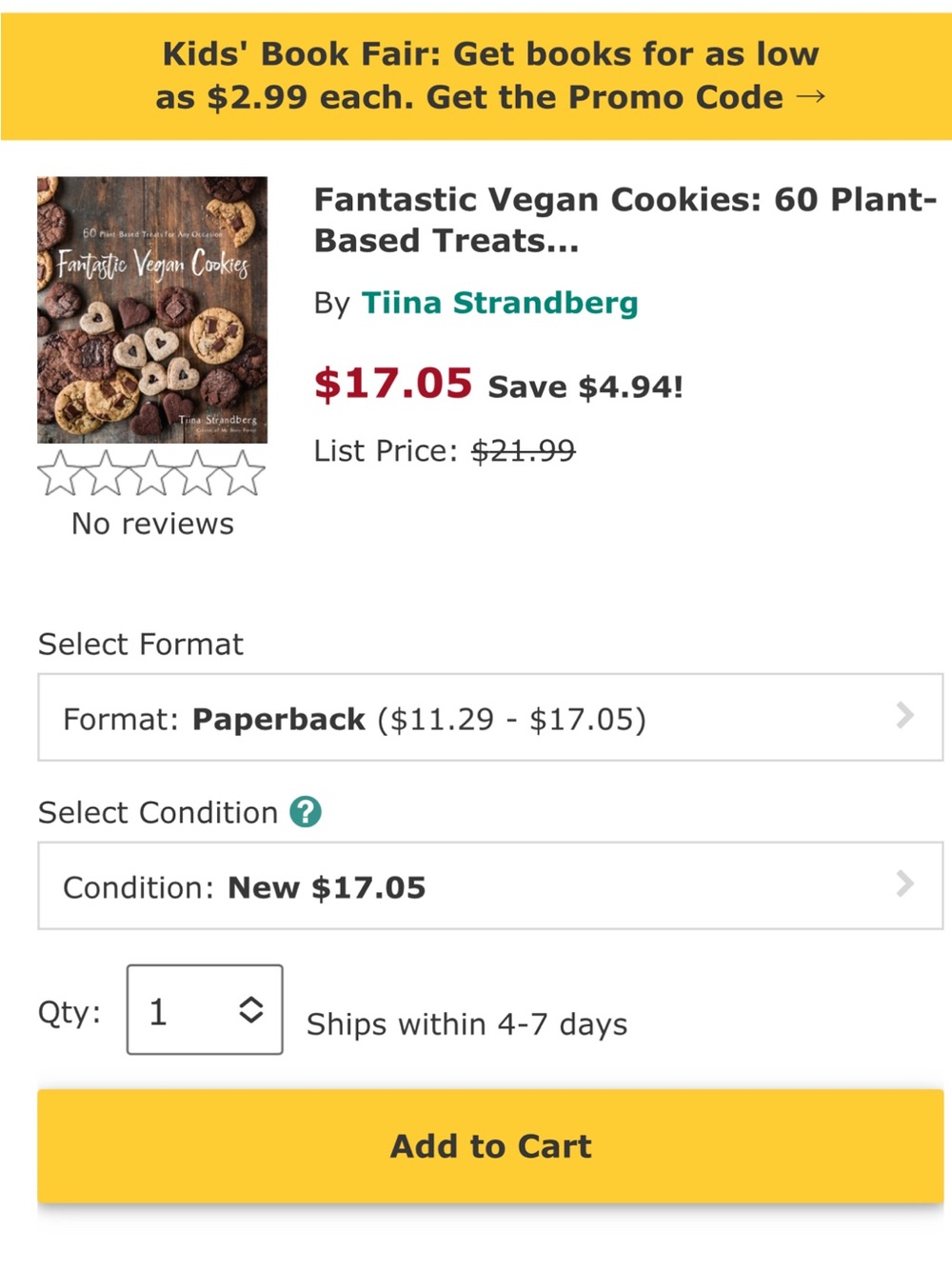 ❤️💲 $1 CLOSET! 10/$10 SALE! Fantastic Vegan Cookies Cookbook